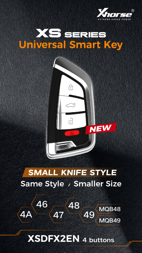 New arrived Xhorse XSDFX2EN XM38 Series 4-Button SMALL KNIFE STYLE Universal Smart Key