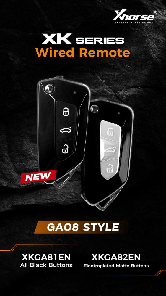 Xhorse 3 Buttons Wire Remote Key XKGA81EN XKGA82EN Electroplated Matte GA08 Style