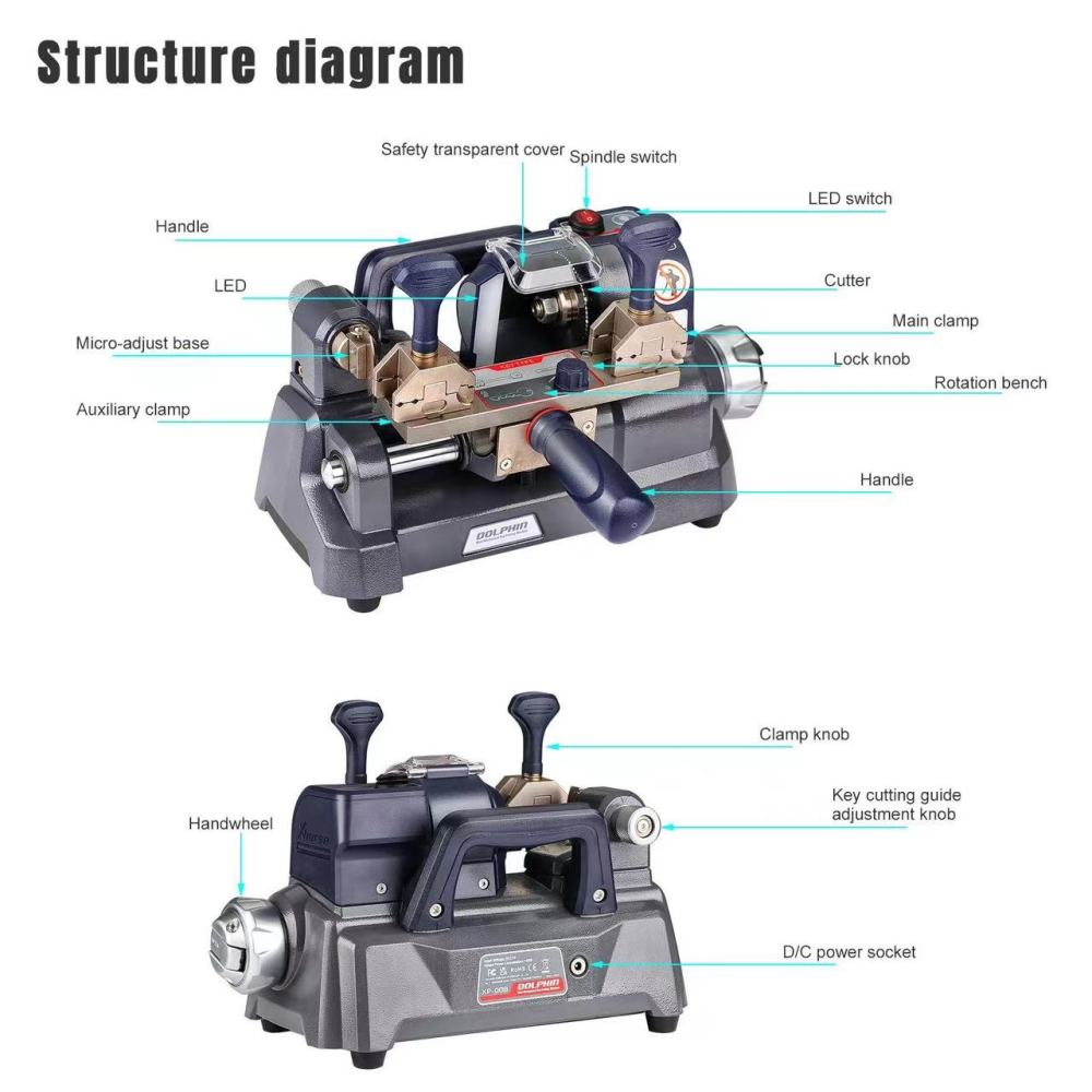 New Xhorse DOLPHIN XP-008 Manual Key Cutting Machine XP008 for Bit Pump Keys