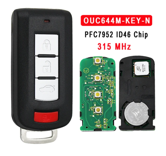 For Mitsubishi LANCER Outlander 315MHZ ID46 7952 Chip 3+1 Button Key Fob Smart Remote Control FCC ID: OUC644M-KEY-N