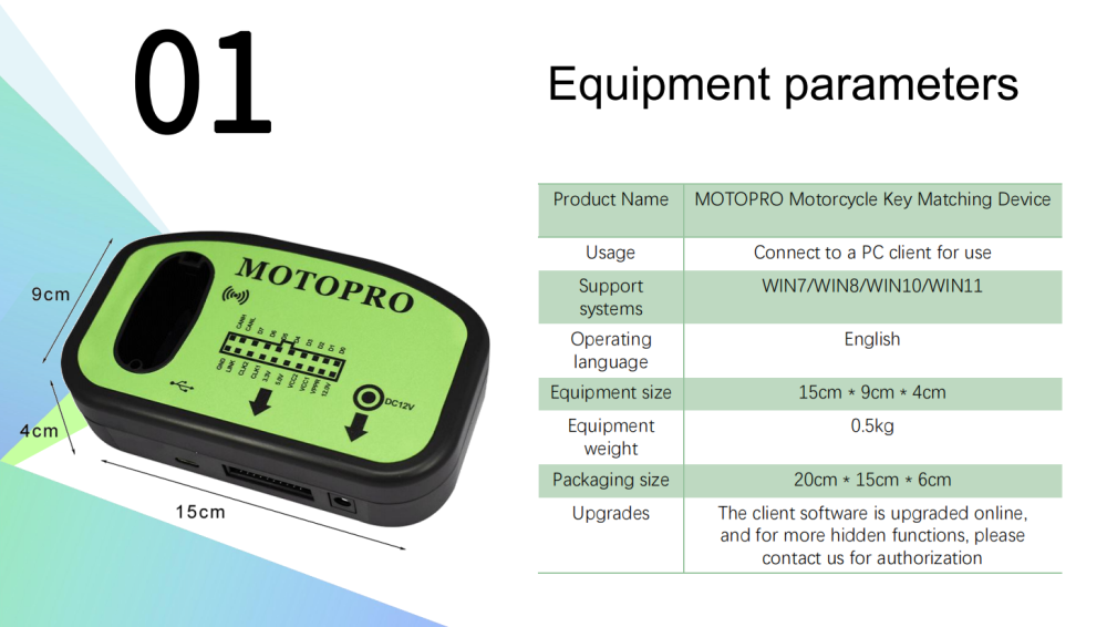 MTPRO Motopro Motorcycle Transponder Read/Write Key Programmer for motorcycle