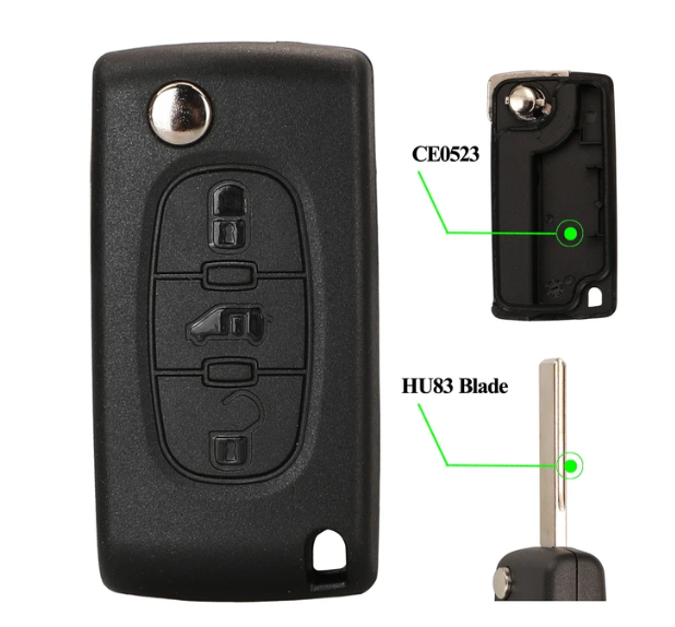 No logo For Citroen  3 button with MPV button with HU83 407 blade flip remote key shell without logo
