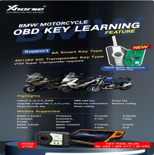 License for BMW Motorcycle Authorization OBD Key Learning for VVDI Key Tool Plus
