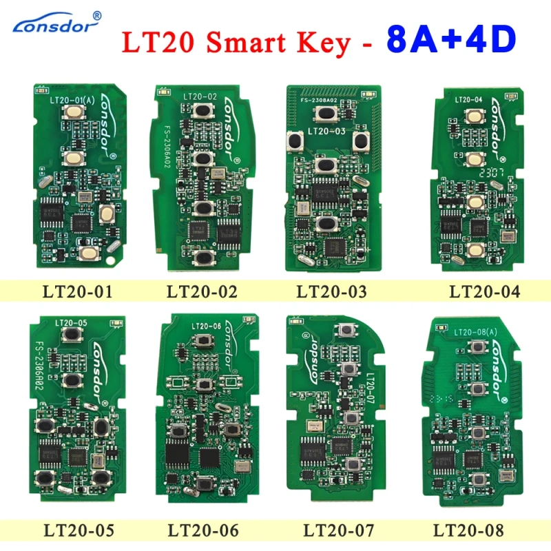 Lonsdor LT20 series Smart Key PCB 8A+4D Adjustable Frequency For Toyota & Lexus Support K518 & K518ISE & KH100+