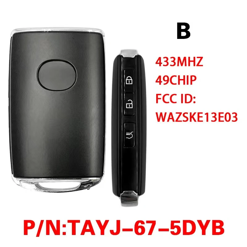 For Mazda 2 3 button Smart Remote Key 433MHZ with ID49 chip WAZSKE13E03 P/N:TAYJ-67-5DYB