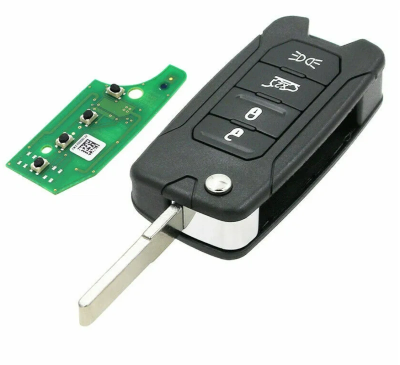 Original PCB+ aftermarket key shell 4 Button Flip Car Remote Key 433MHz ID48 Megamos AES chip for Chrysler Jeep Renegade  with SIP22 Blade