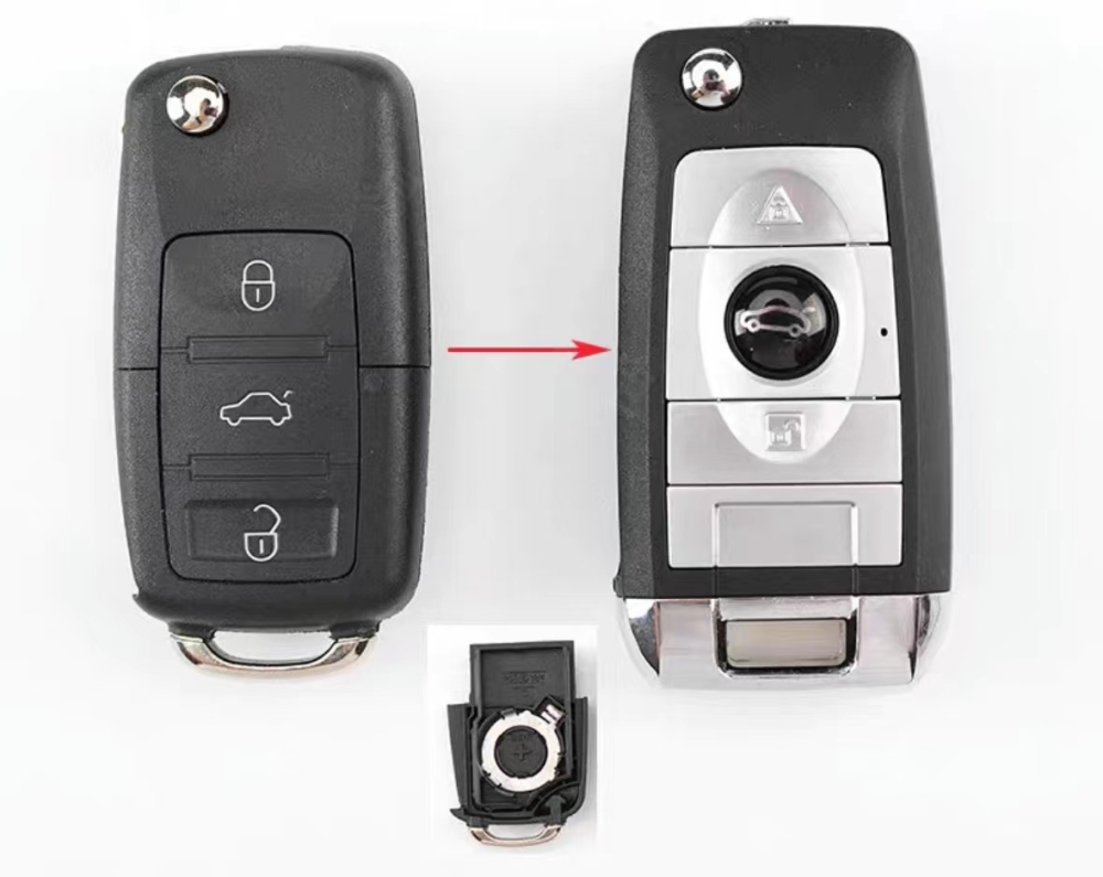 For VW modified 3 button flip remote key shell