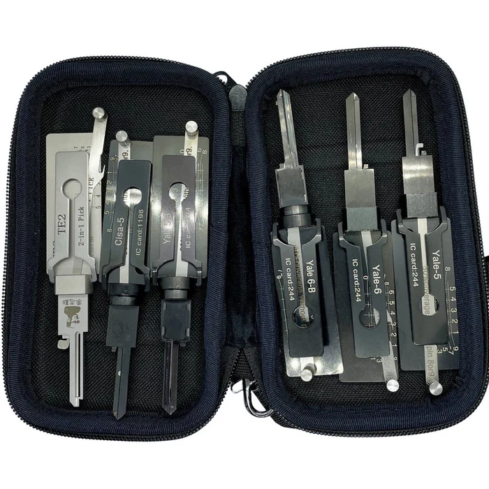 Lishi style 2 in 1 lock pick set with bag include TE2 YALE-5 YALE-6 YALE-5B YALE-6B CISA-5