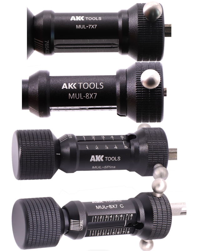 AKK Tools MUL-5 PINS MUL-7X7 MUL-8X7 MUL-8X7C Flat Key Tool 7 Pin 8 Pin 8-Bead 7-Bead Locksmith Tools