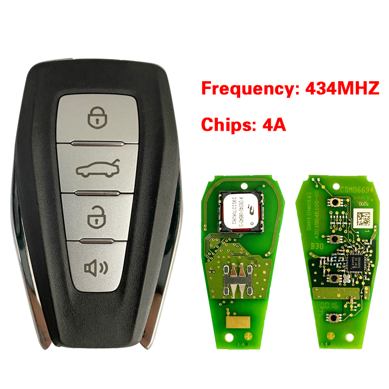 Original Geely 4 Button Smart key 4A chip 434mhz