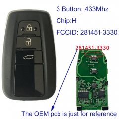 For Toyota Smart Key Land Cruiser Prado 2017-2019 8A chip 433mhz 3 Button board number 281451-3330