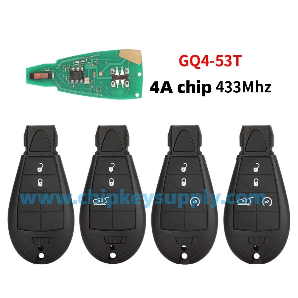 For Jeep Cherokee 2014-2019 2 3 4 button smart keyless go 433Mhz PCF7961M /4A Chip Remote Key FCCID: GQ4-53T