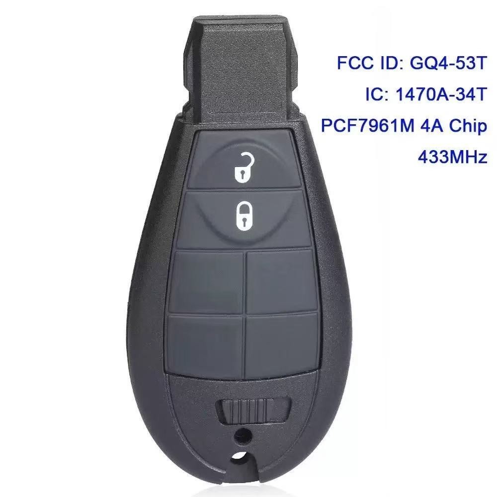 For Jeep Cherokee 2014-2019 2/4 button smart keyless go 433Mhz PCF7961M /4A Chip Remote Key FCCID: GQ4-53T
