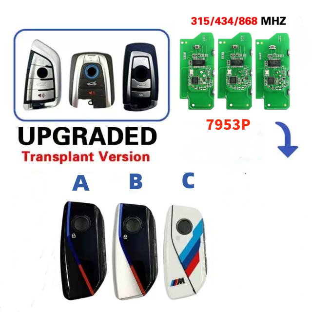 Updated Transplant Version For BMW CAS4+ FEM upgrade Smart Key 4 Button ID49 7953 chip 315/434/868MHZ