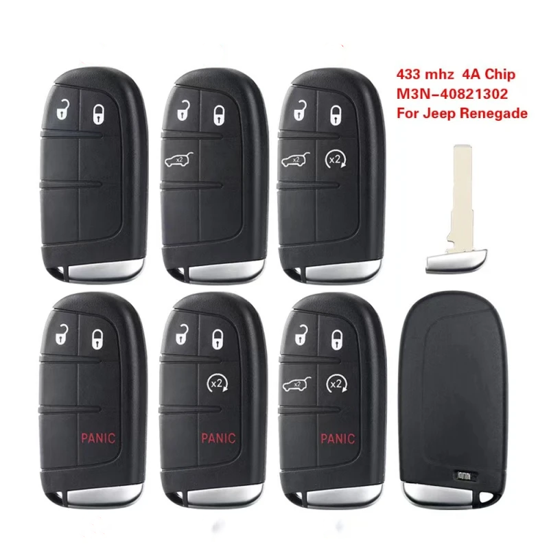 For Jeep Renegade 2015-2020 4A 433MHz Remote Key For Keyless Entry SIP22 Blade M3N-40821302