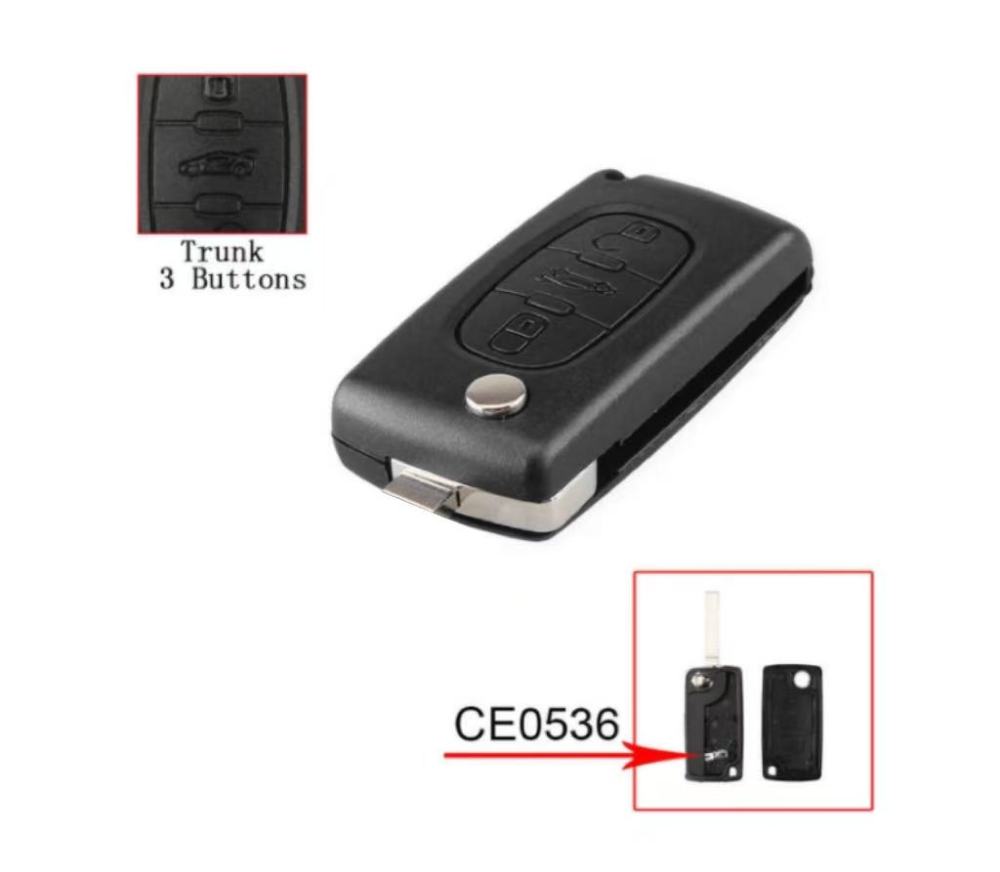 No logo For Citroen 3 buttons NO blade flip remote key shell with truck button without logo