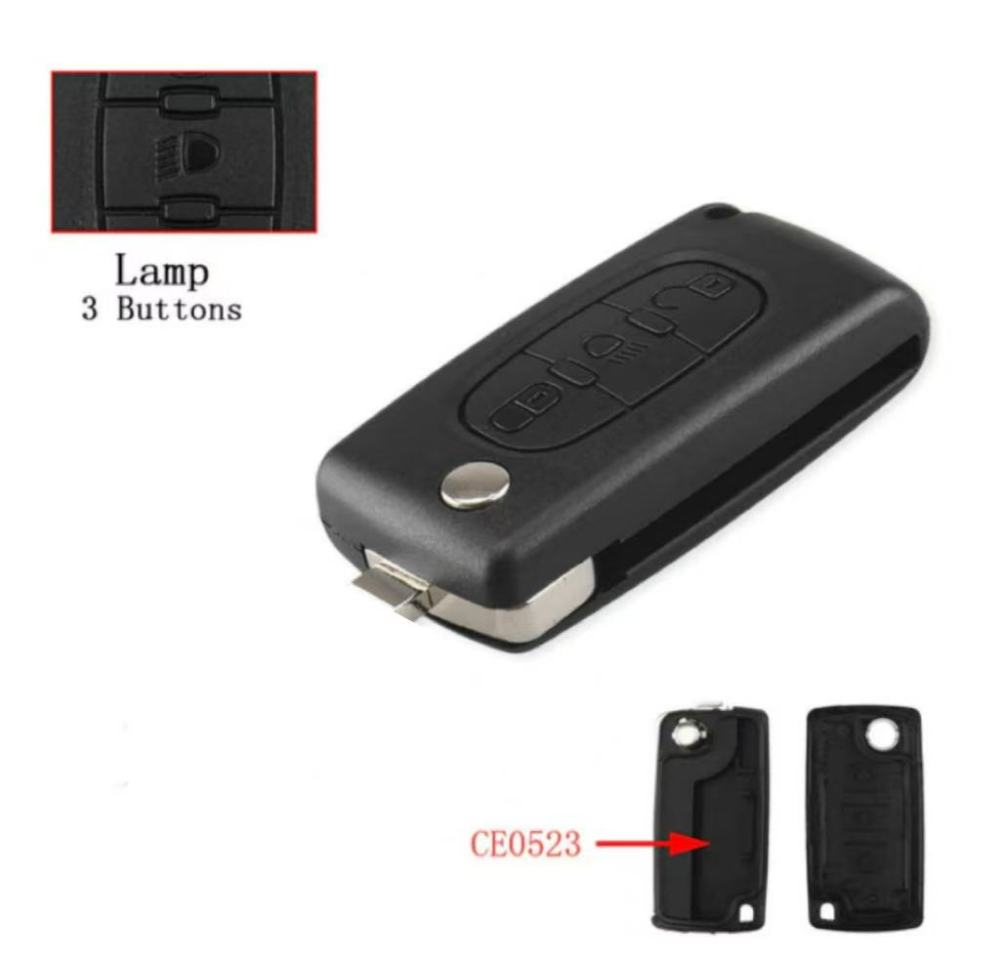 For Citroen 3 buttons no blade flip remote key shell with light button