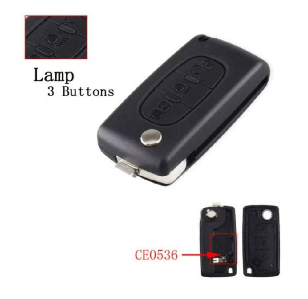 For Citroen 3 buttons no blade flip remote key shell with light button
