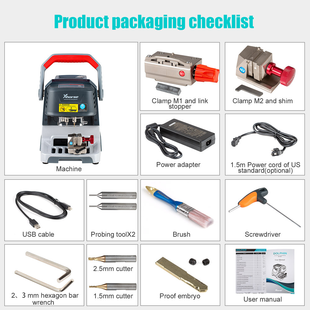 Xhorse Dolphin XP005 Automatic Key Cutting Machine Work on IOS & Android Built-in Battery