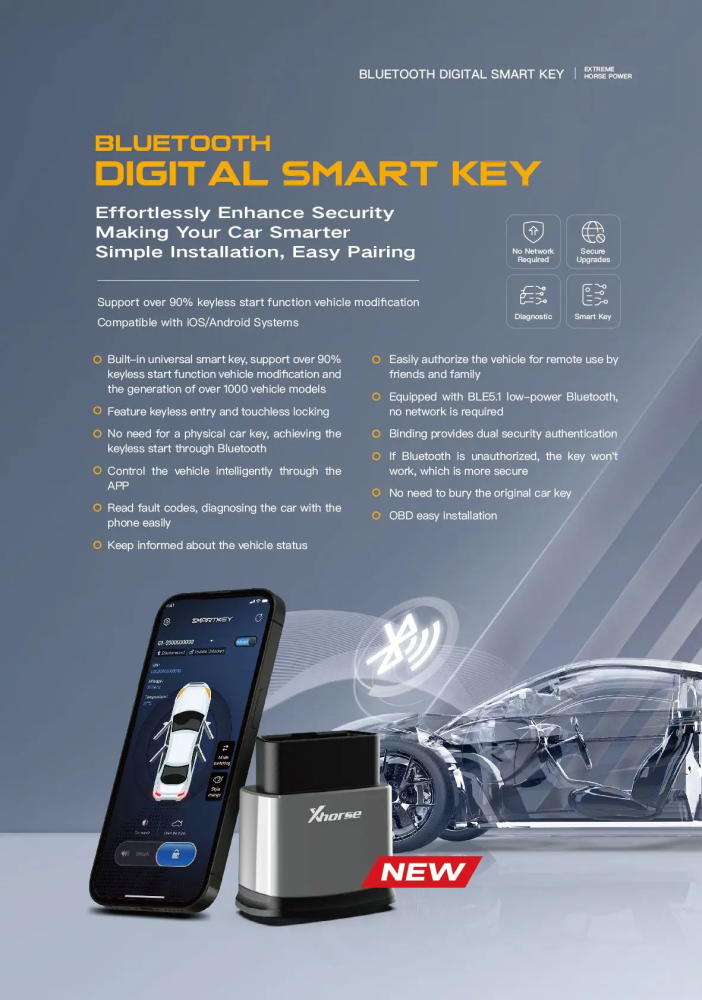 Xhorse XSBTK0GL Bluetooth Digital Smart Key Compatible with IOS/Android