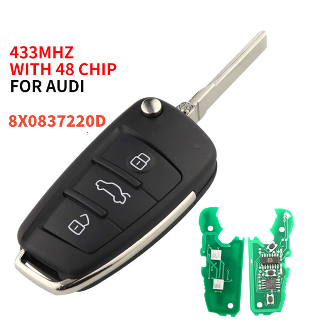 For Audi A1 TT 3 button remote key with ID48 chip 434mhz HLO DE 8XO 837220D Hella 5F A 010 659 70 204Y11000400
