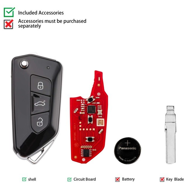 Xhorse XKGA83EN 2nd Wire Remote Key Generation3 Buttons, also supporwreless programmng