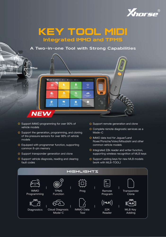 Xhorse XDKMD0EN VVDI Key Tool MIDI Supports IMMO and TPMS Function Basic Version