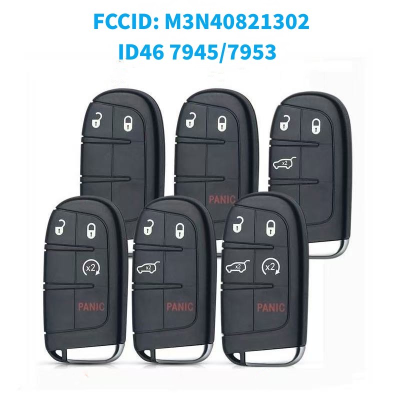 For Jeep Chrysler keyless Remote Car Key 2/3/4/5 Buttons 433mhz with PCF7945/7953 HITAG2 chip FCCID: M3N40821302