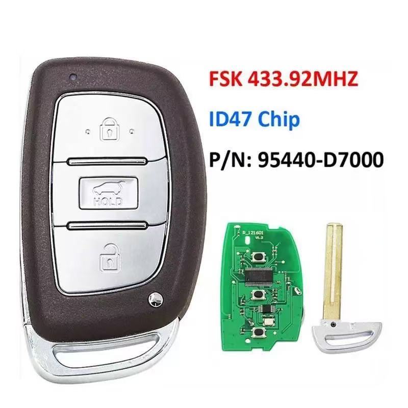 For Hyundai Tucson 2019 Smart Key 3 Buttons 433mhz with id47 chip FCCID 95440-D7000