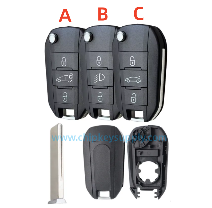 For Opel 3 Button remote key shell HU83 blade without logo