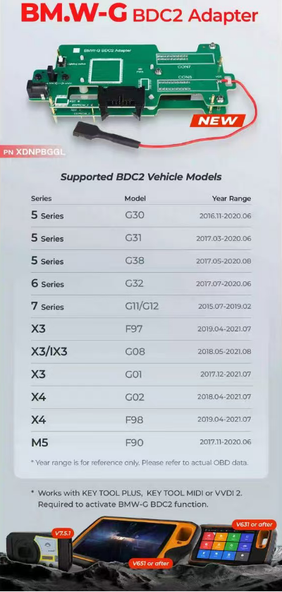 Pre order XHORSE XDNPBGGL BMW G Series BDC2 Adapter for VVDI Key Tool Plus, VVDI2 and Key Tool MIDI