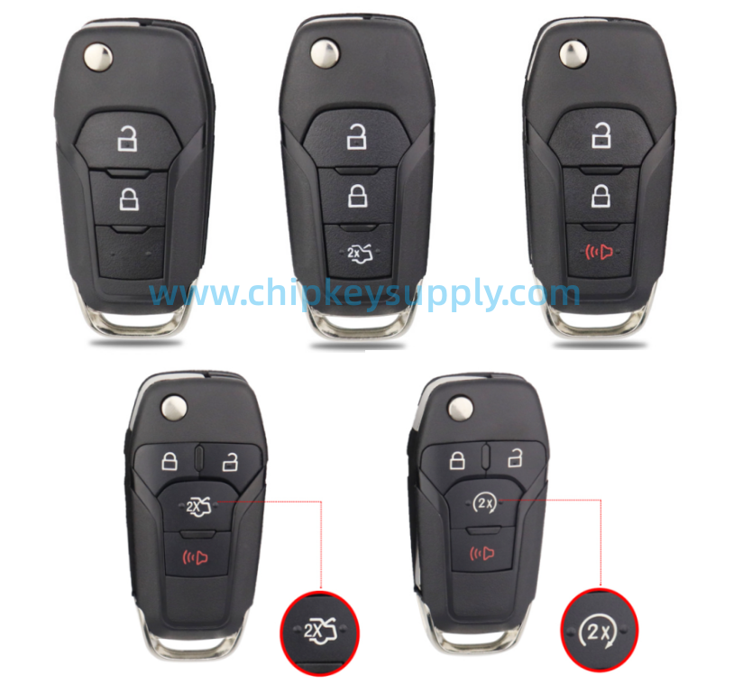 For Ford 2/ 2+1/3/3+1 button remote key shell with hu101 blade