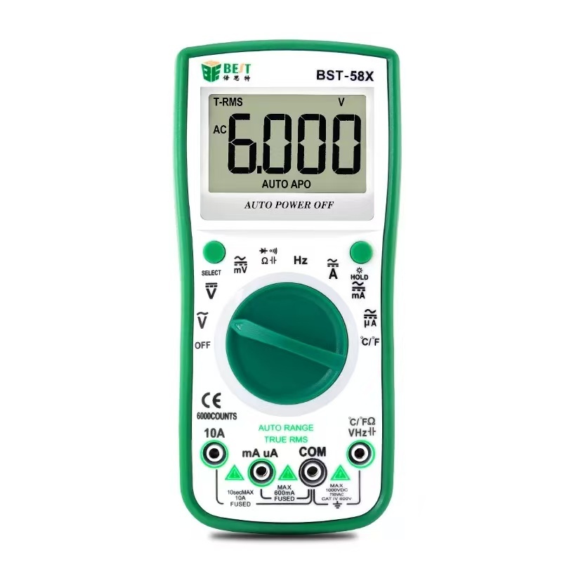 BST-58X Multifunctional Digital Multimeter with Automatic Range, 4.5-Digit Backlit Display, and Intelligent Burn-Proof