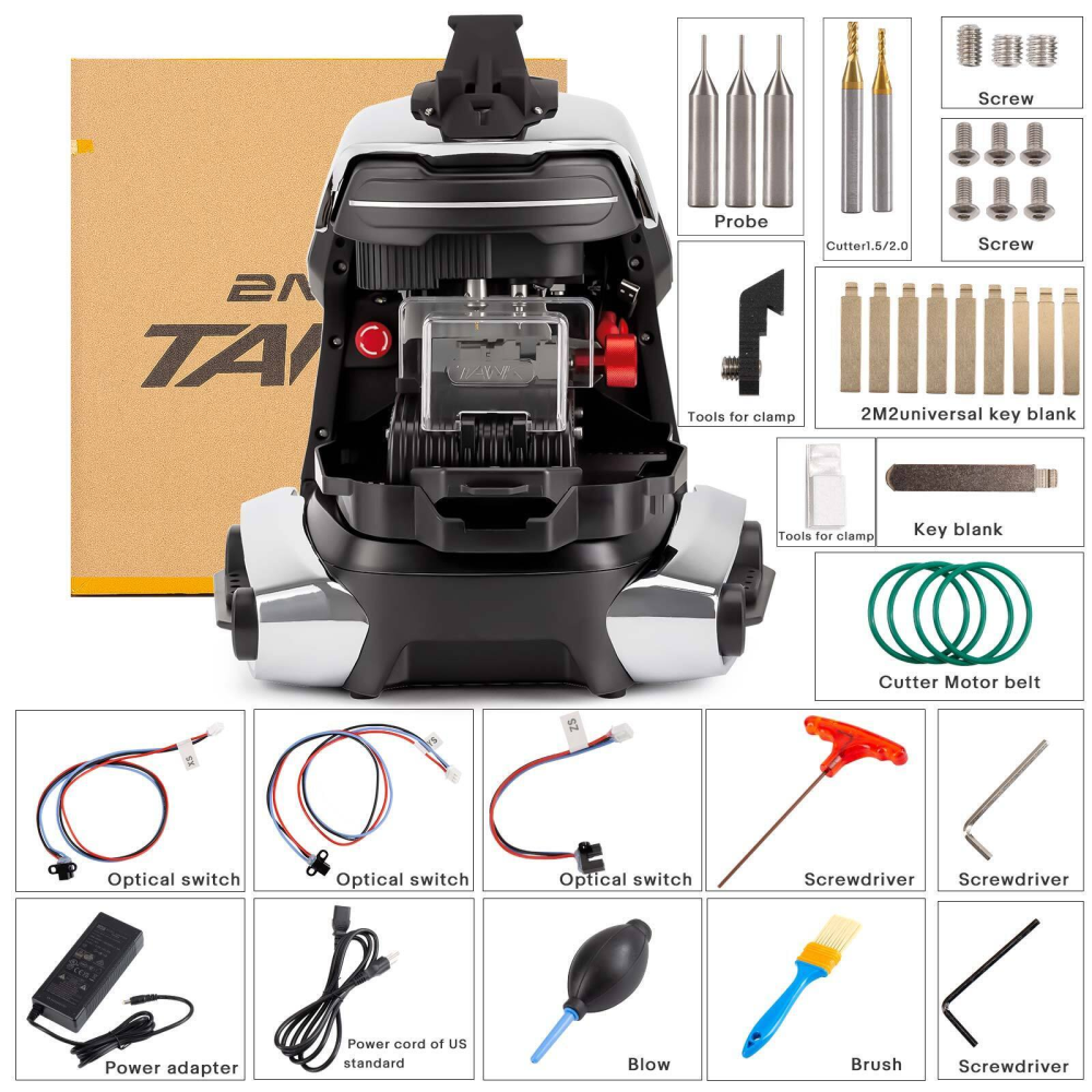 2M2 TANK 2 Pro CNC Key Cutting Machine with Battery Add House Keys Mul-T-lock, Dimple, Multi-point Keys with Protective Shell APP Control