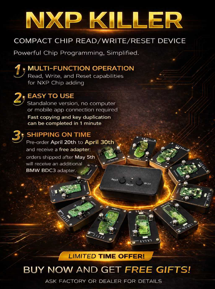 Pre-order NXP CHIP READ/WRITE/RESET DEVICE (Pre-order before April 30th to receive a free BDC03 adapter; shipping will begin on May 5th)