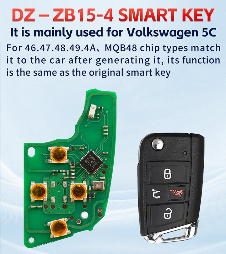 KEYDIY DZ-ZB15-4 Smart Key 3 Buttons for Volkswagen 5C key