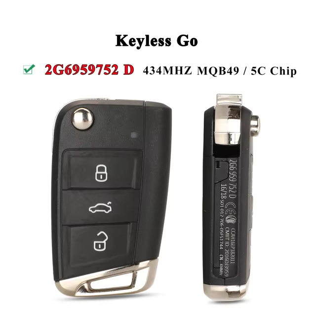 Original For VW T Cross Polo 2019+ Skoda Golf Seat Keyless Entry Go 2G6959752D 434MHz 5C/MQB49 Chip Remote Key