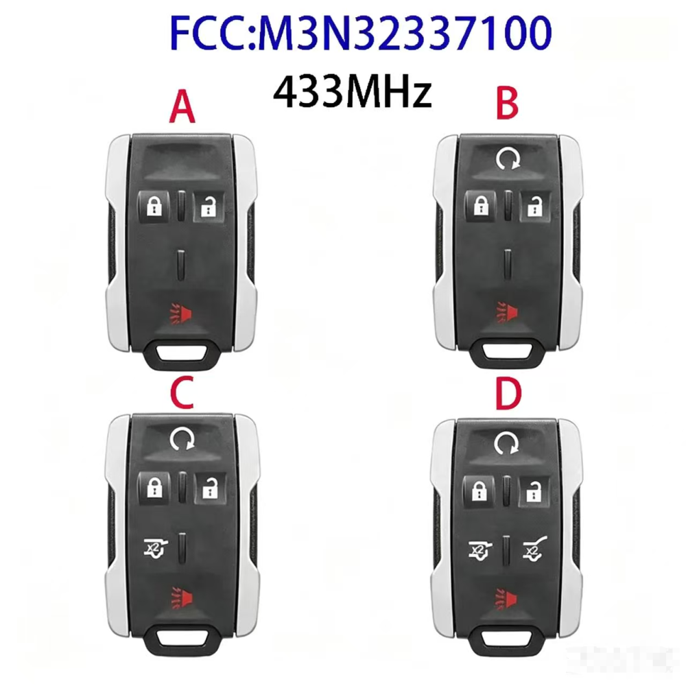 For Chevrolet GMC 2015-2019 3 4 5 6 button remote key 433mhz M3N-32337100