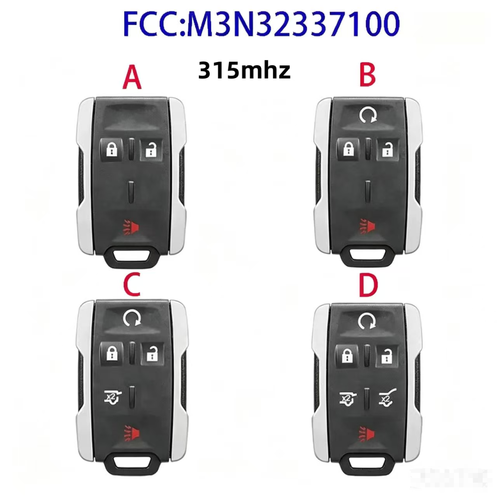 For Chevrolet GMC 2015-2019 3 4 5 6 button remote key 315mhz M3N-32337100