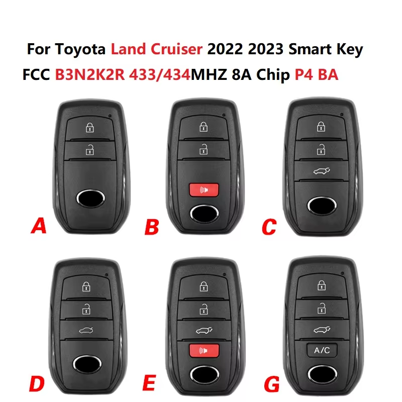Toyota Land Cruiser 2022-2024 Smart Key 2/2+1/3/3+1 Button 433.58/434.42MHZ FSK P4:00 00 BA BA 8A-BA FCC:B3N2K2R 8990H-60540/8990H-30220