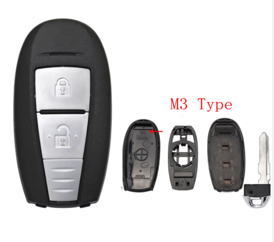 For Suzuki 2 button remote key shell, M3 letter key shells, compatible with Suzuki Swift, Kizashi, SX4, Vitara, and S-Cross.
