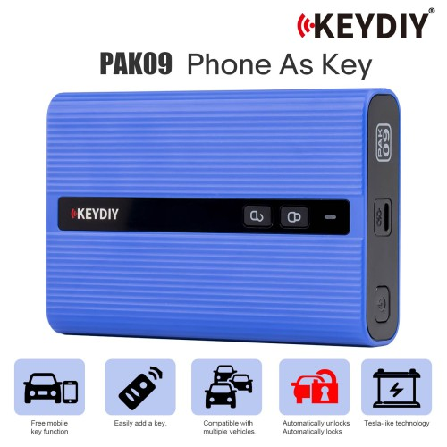 KEYDIY PAK09 Phone As Key Supports VW Audi Porsche Benz etc. can add up to 6 physical keys.