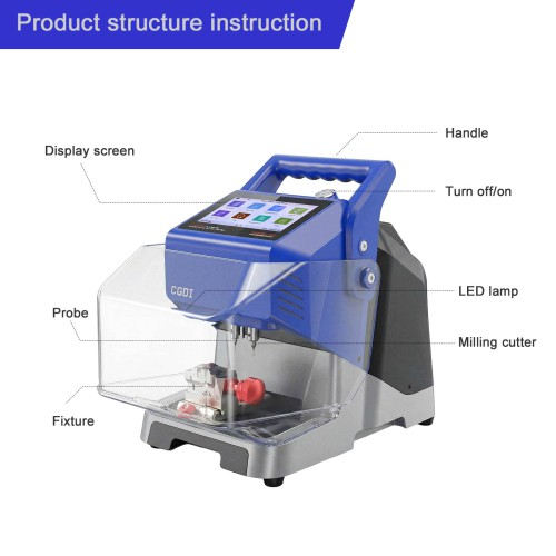 CGDI MONSTER G08 Key Cutting Machine with T5 Clamp Vehicle Key Database Supports Fast & Stable Cutting with Bluetooth & WiFi Built-in Battery