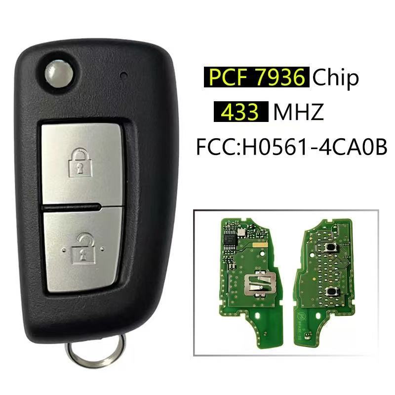 For Nissan 2 button remote key with PCF7936 chip 433mhz FCC:H0561-4CA0B
