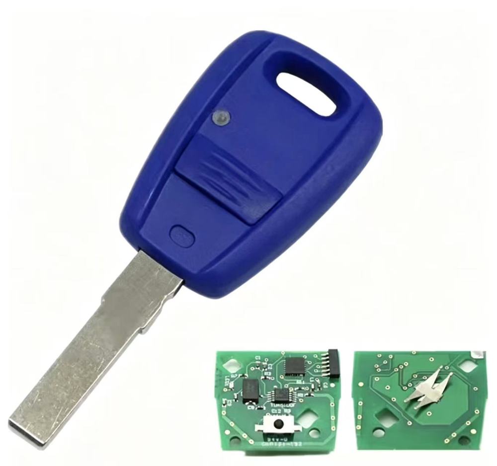 For Fiat Fir 114 and Punto 188 1Button remote key with ID48 chip 434mhz in black / blue color, programmed by Zedfull