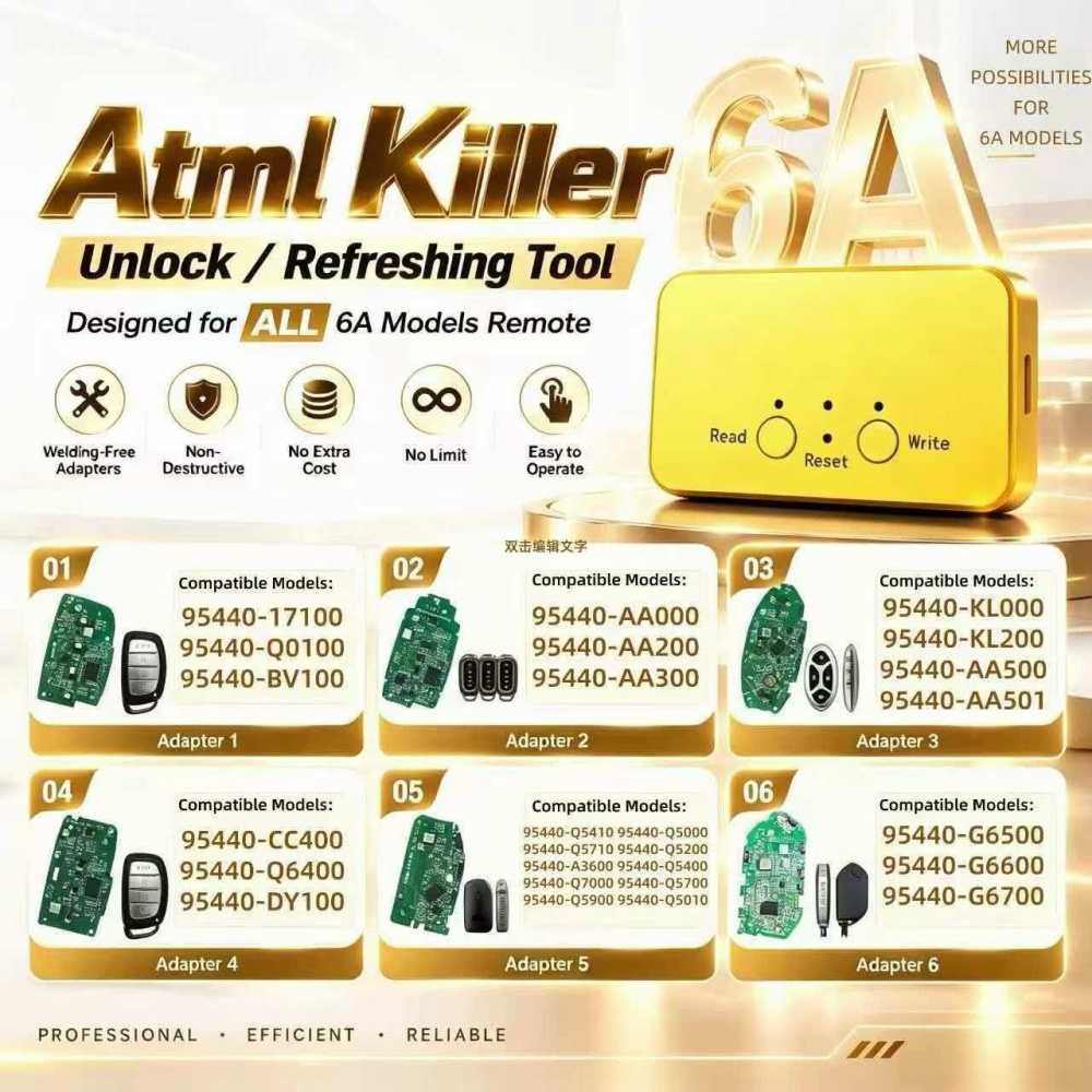 Atml Killer Device with 6 Models Welding Adapters For Hyundai KIA Seltos 6A Remote Unlock and Refresh Tool