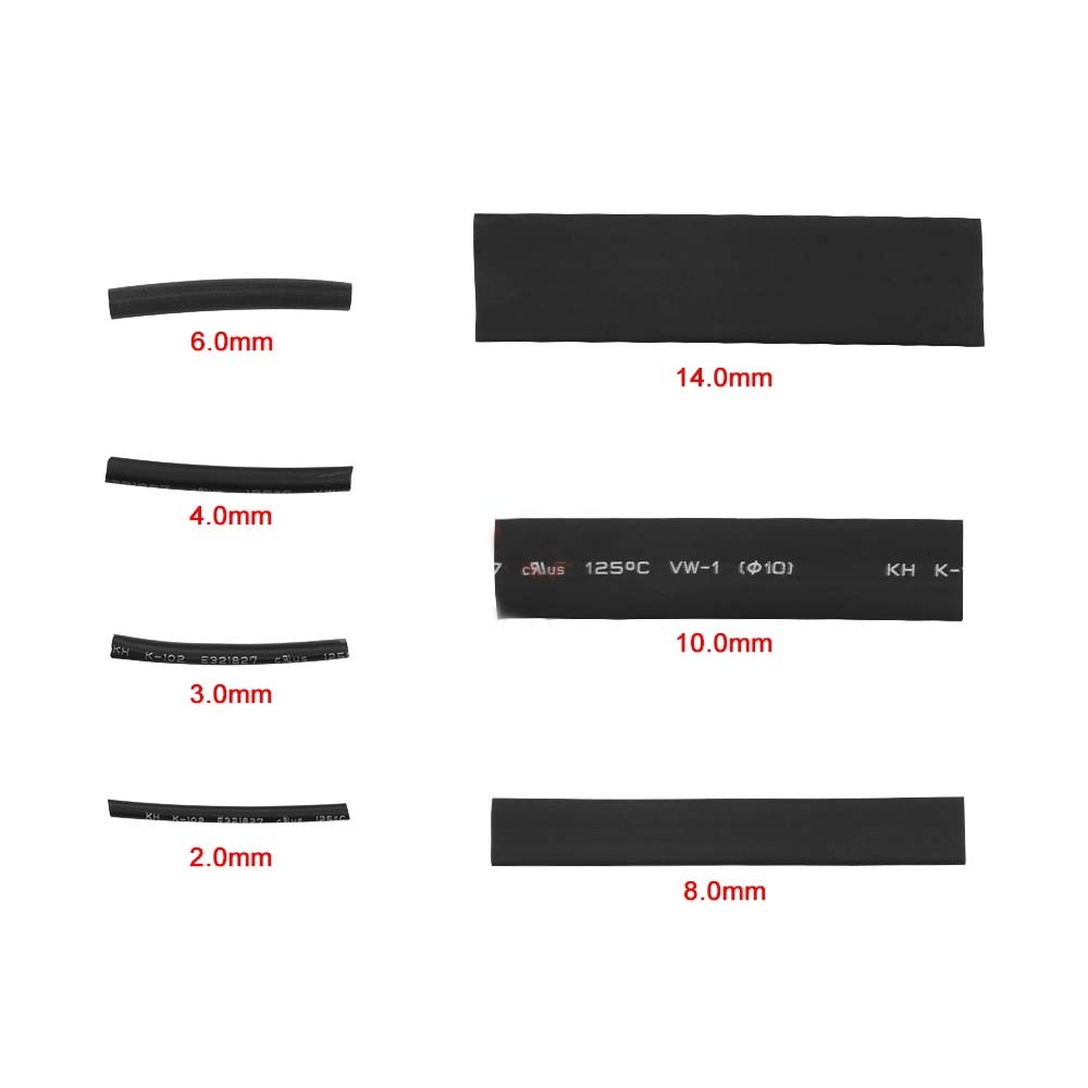 127/140/328/530Pcs Assorted Polyolefin Heat Shrink Tubing Set