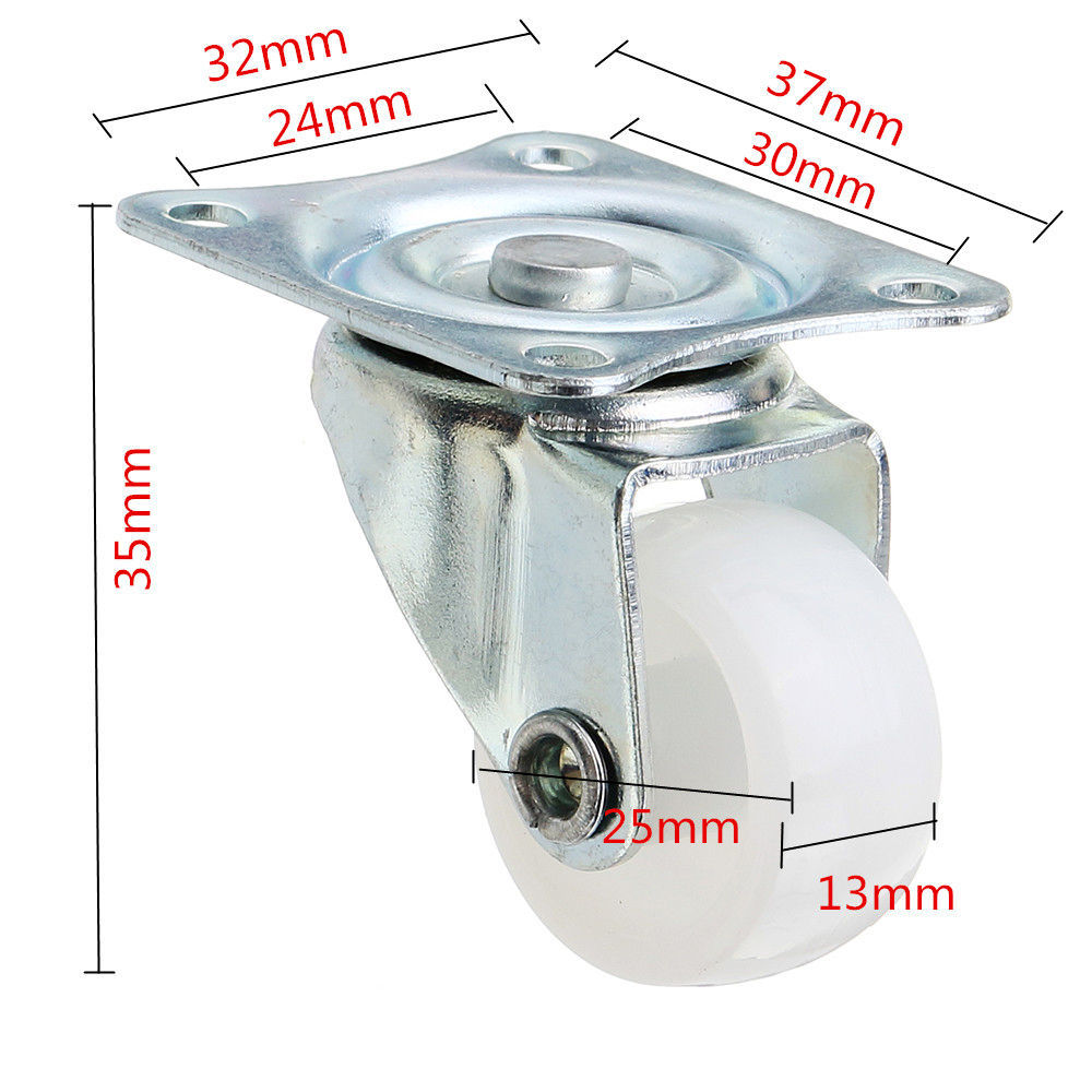 1" White PP Nylon Dual Roller Wheel For Platform Trolley Chair