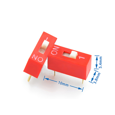 DIP Switch 2.54mm Red 1/2/3/4/5/6/7/8/9/10/12P