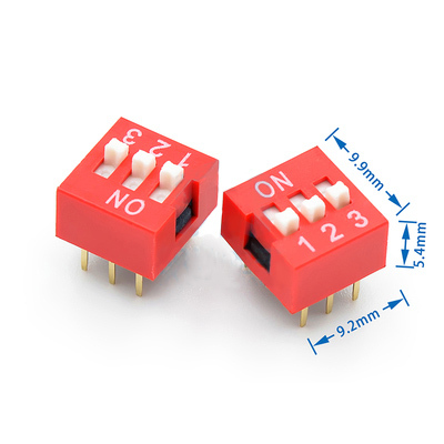 DIP Switch 2.54mm Red 1/2/3/4/5/6/7/8/9/10/12P